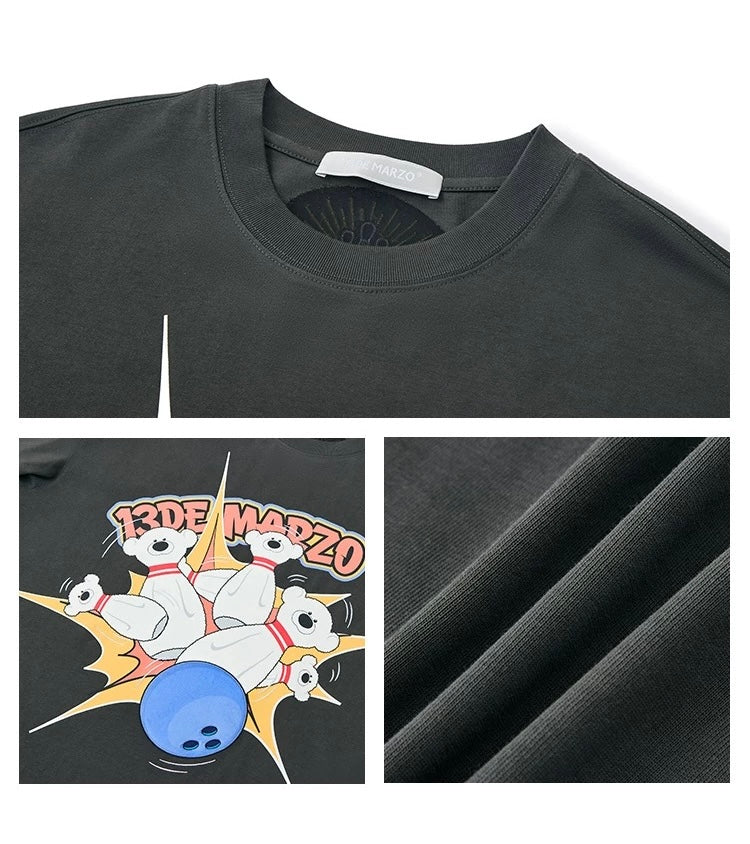 13DE MARZO Bowling Bear Long Sleeve T-Shirt Dark Grey