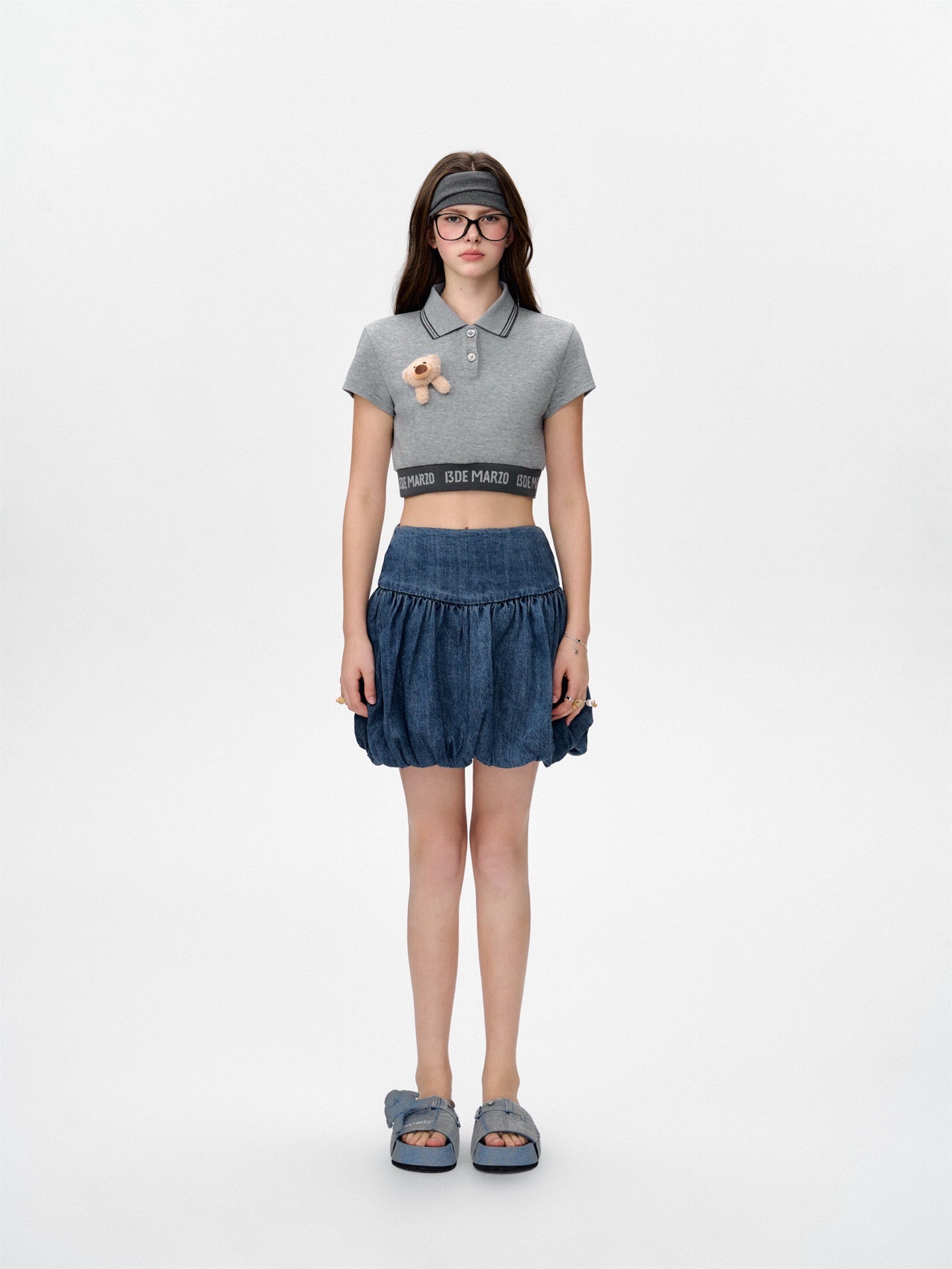 13DE MARZO Doozoo Short Polo Tee Grey