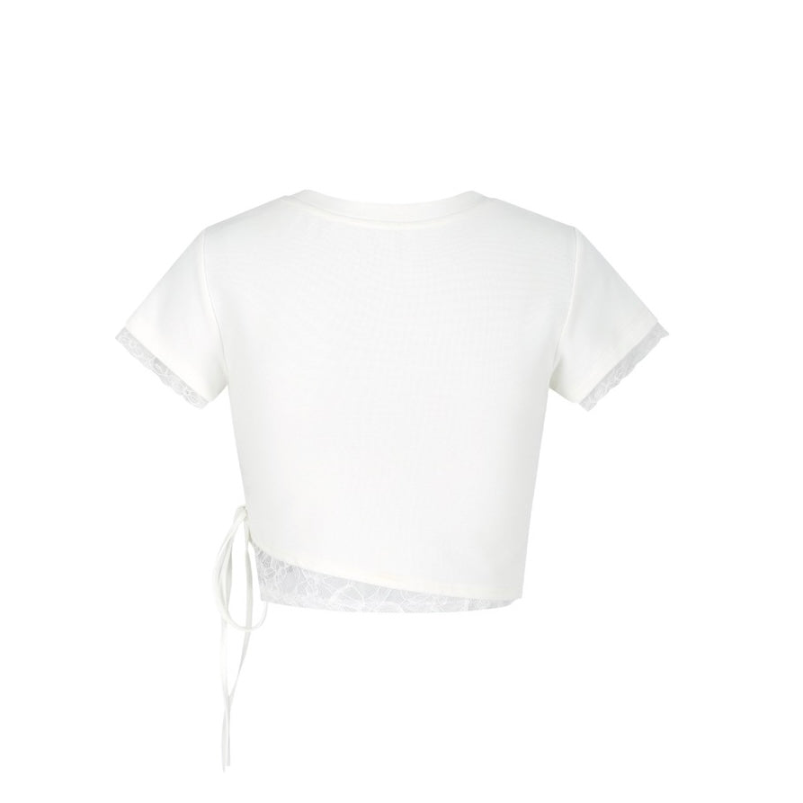 13DE MARZO Bear Lacy Tight Short Top White