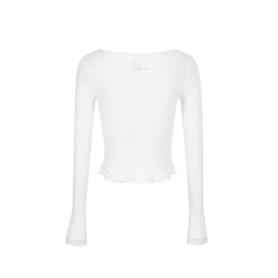 13DE MARZO Bear Lacy Undertee White