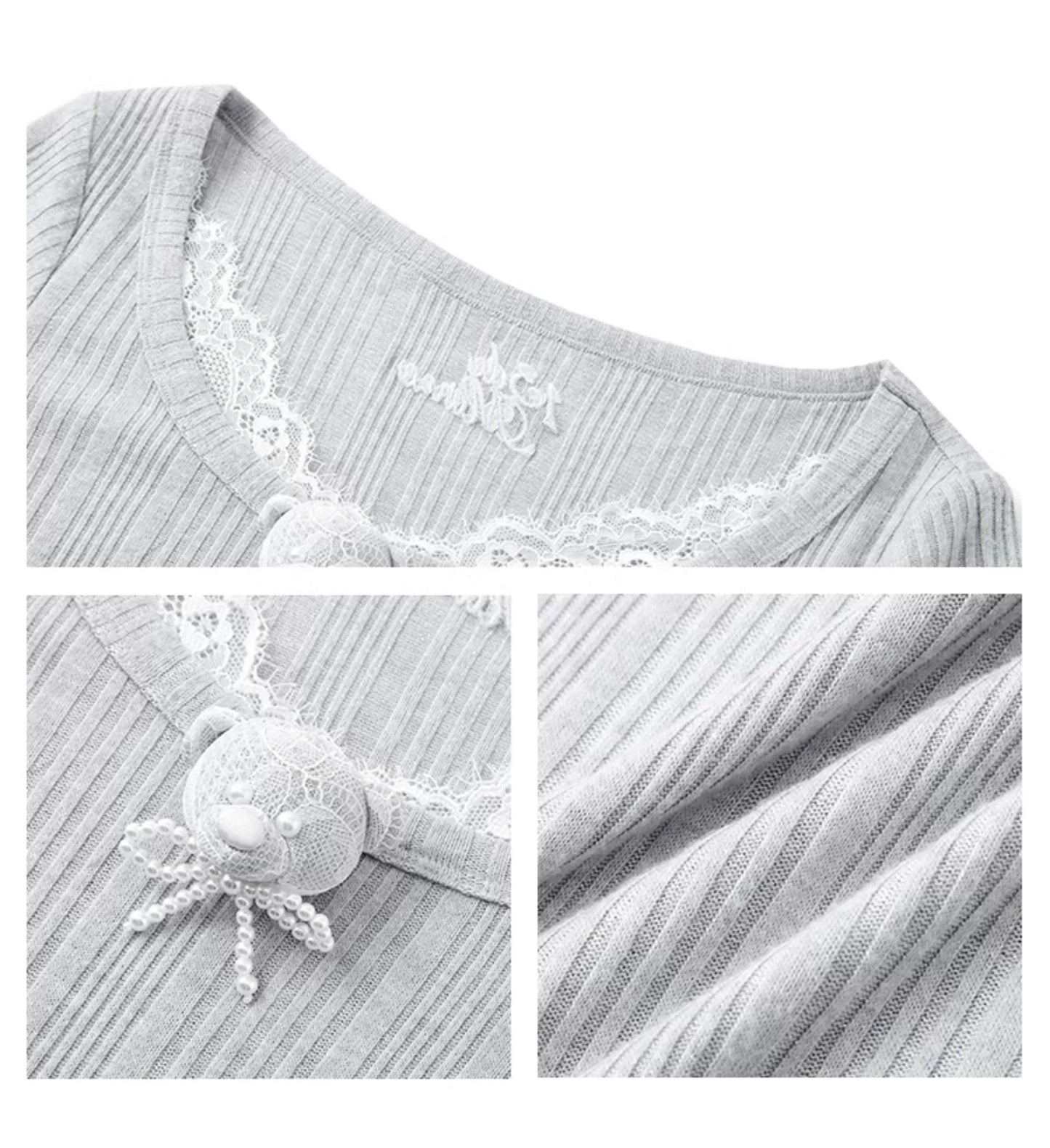 13DE MARZO Bear Lacy Undertee Grey