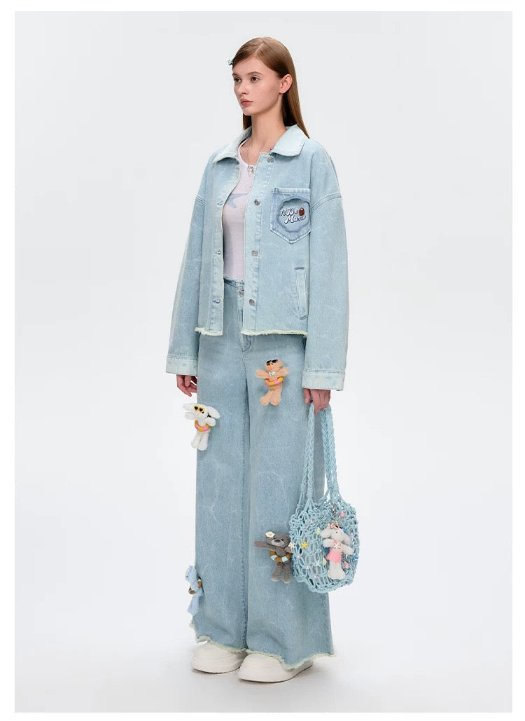 13DE MARZO Island Style Shells Knitted Bag Blue