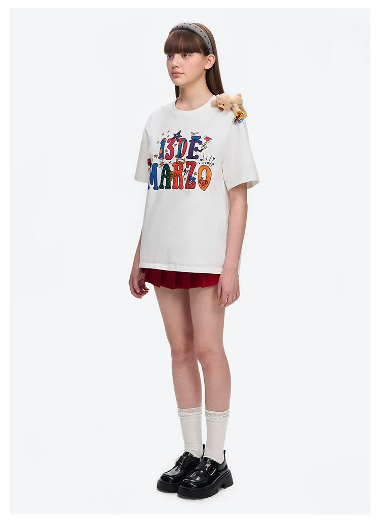 13DE MARZO DIY Colour-Fill T-Shirt White