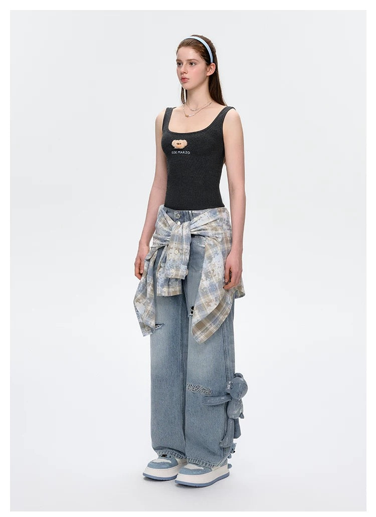 13DE MARZO Bear Basic Tank Dark Grey