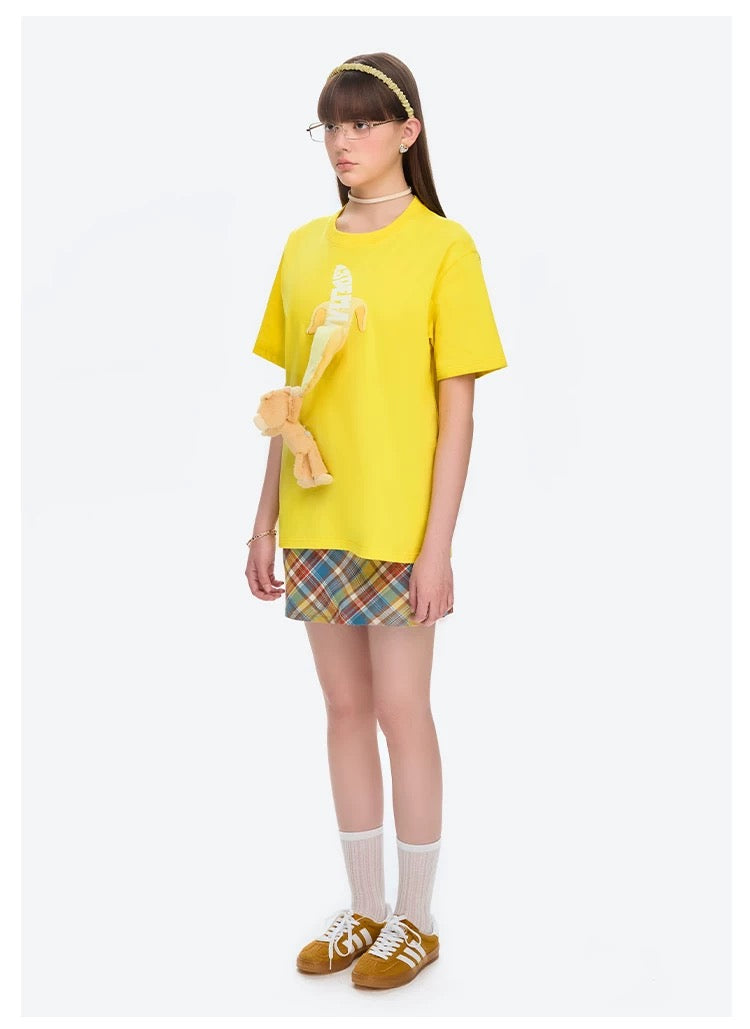 13DE MARZO Monkey Banana Bear T-Shirt Yellow