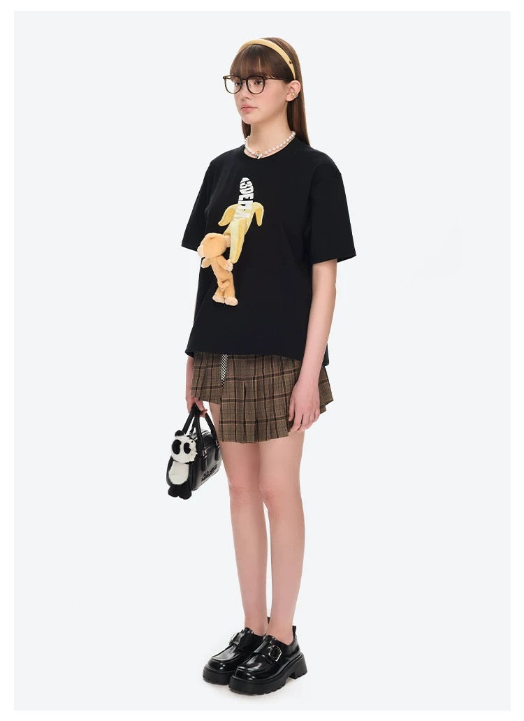 13DE MARZO Monkey Banana Bear T-Shirt Black