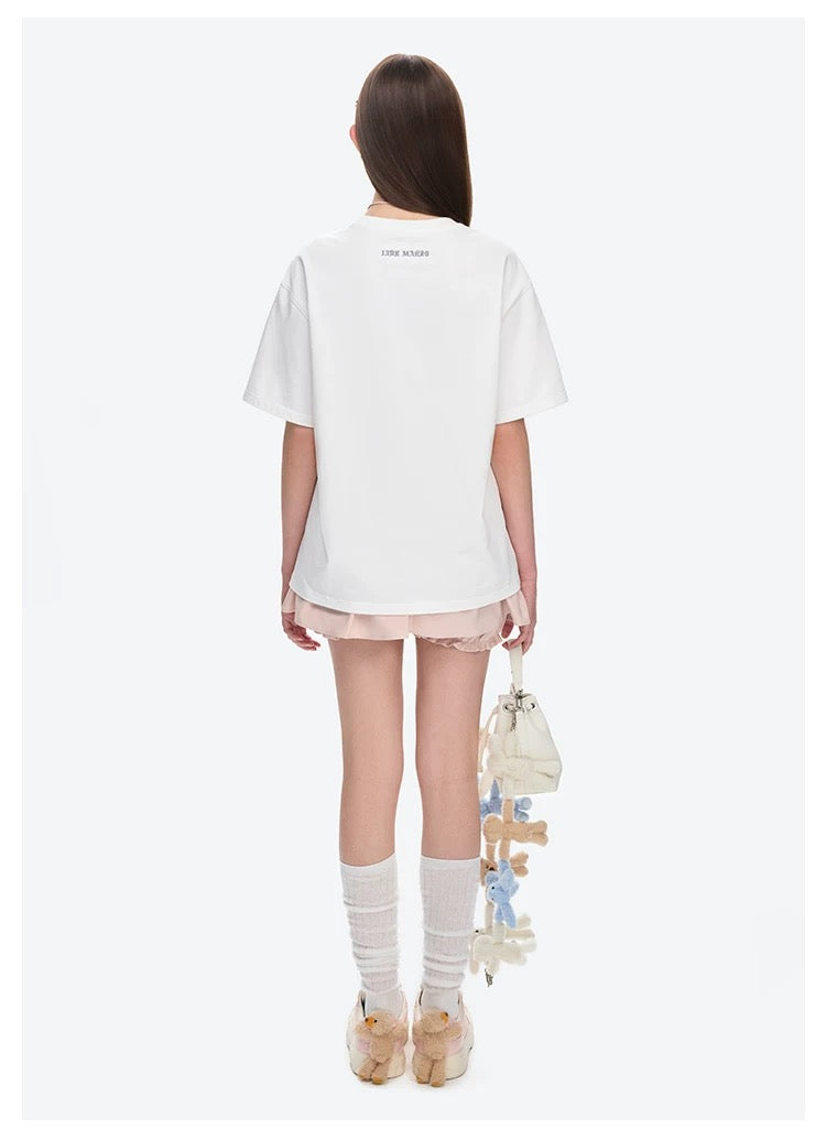 13DE MARZO Angel Devil Bear T-Shirt White