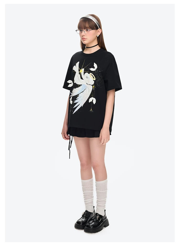13DE MARZO Angel Devil Bear T-Shirt Black