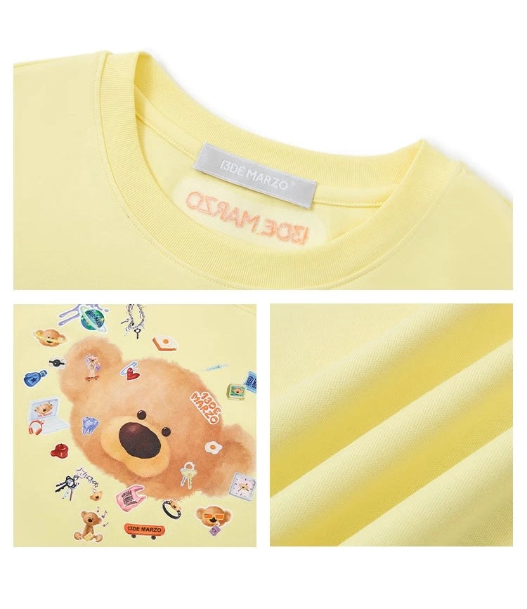 13DE MARZO Bear Stickers Top Yellow