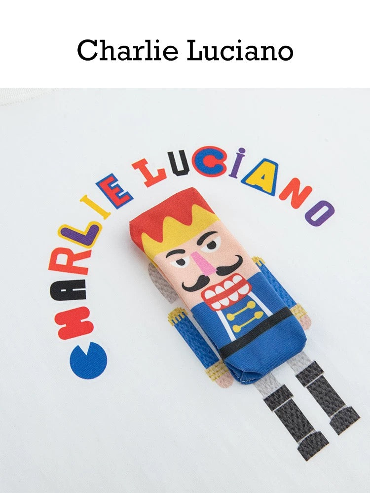 Charlie Luciano Nutcracker Colorful Mark Tee White