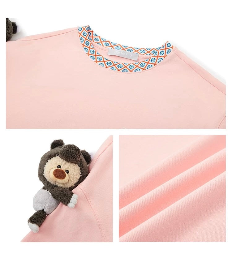 13DE MARZO Malayan Tapir Marzo Bear T-shirt Pink