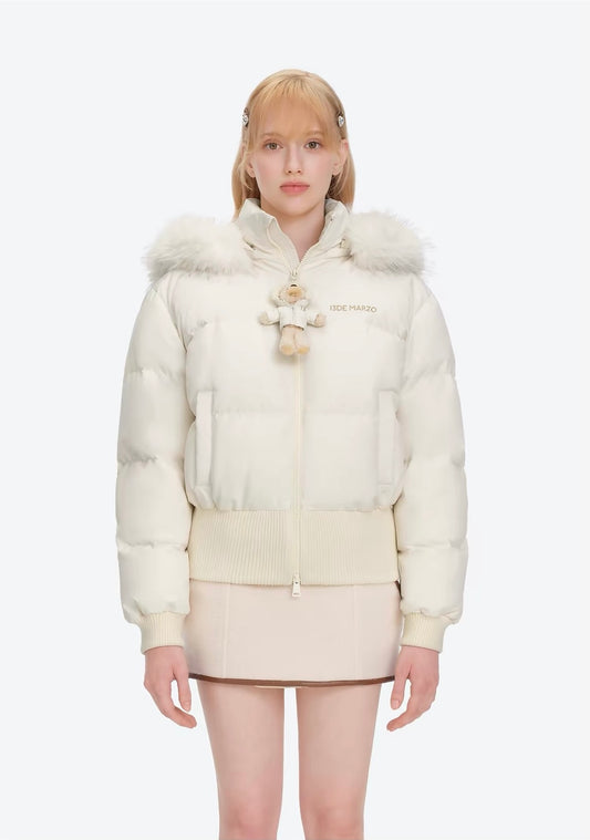 13DE MARZO Doozoo Short Down Jacket Beige