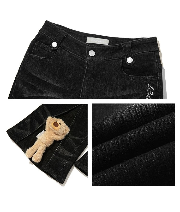 13DE MARZO Doozoo Bell-Bottoms Jeans Washed Black