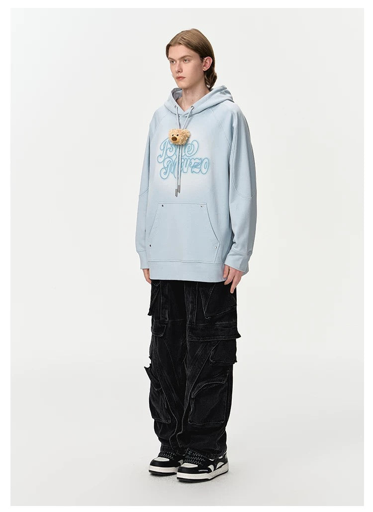 13DE MARZO Bear Spotlight Logo Hoodie Blue