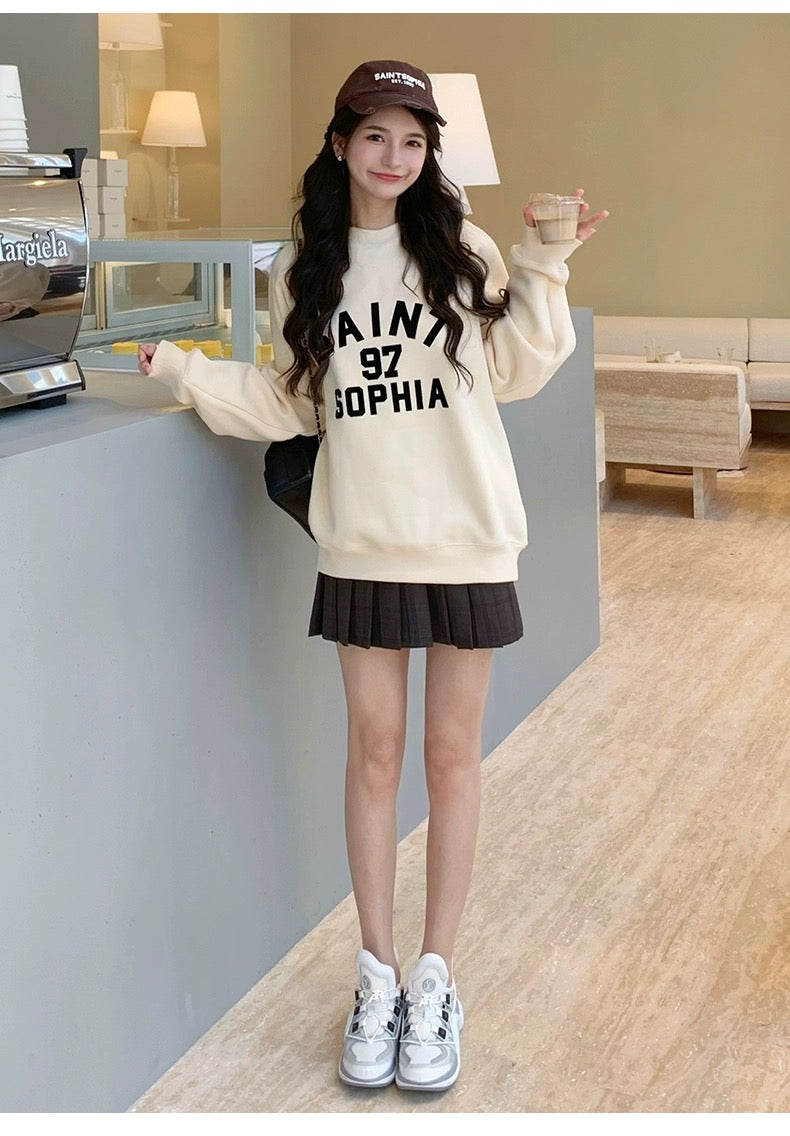 Concise-White 97 Crew Neck Sweater Apricot