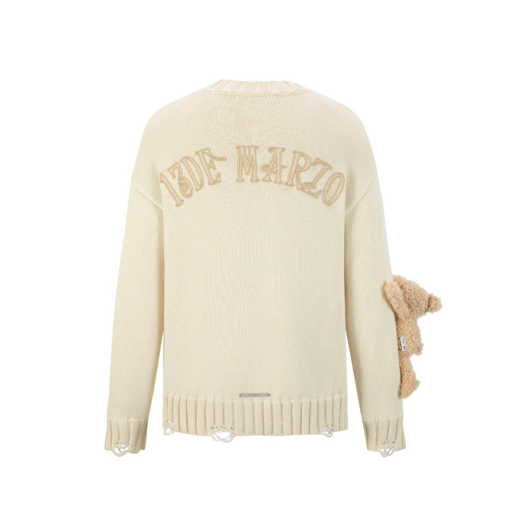 13DE MARZO Doozoo Base Crewneck Sweater White