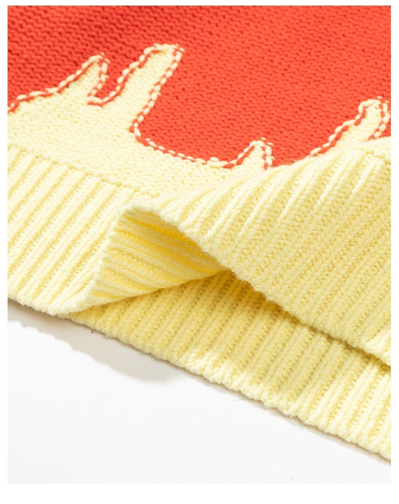 Charlie Luciano Flame Print Crew Neck Sweater