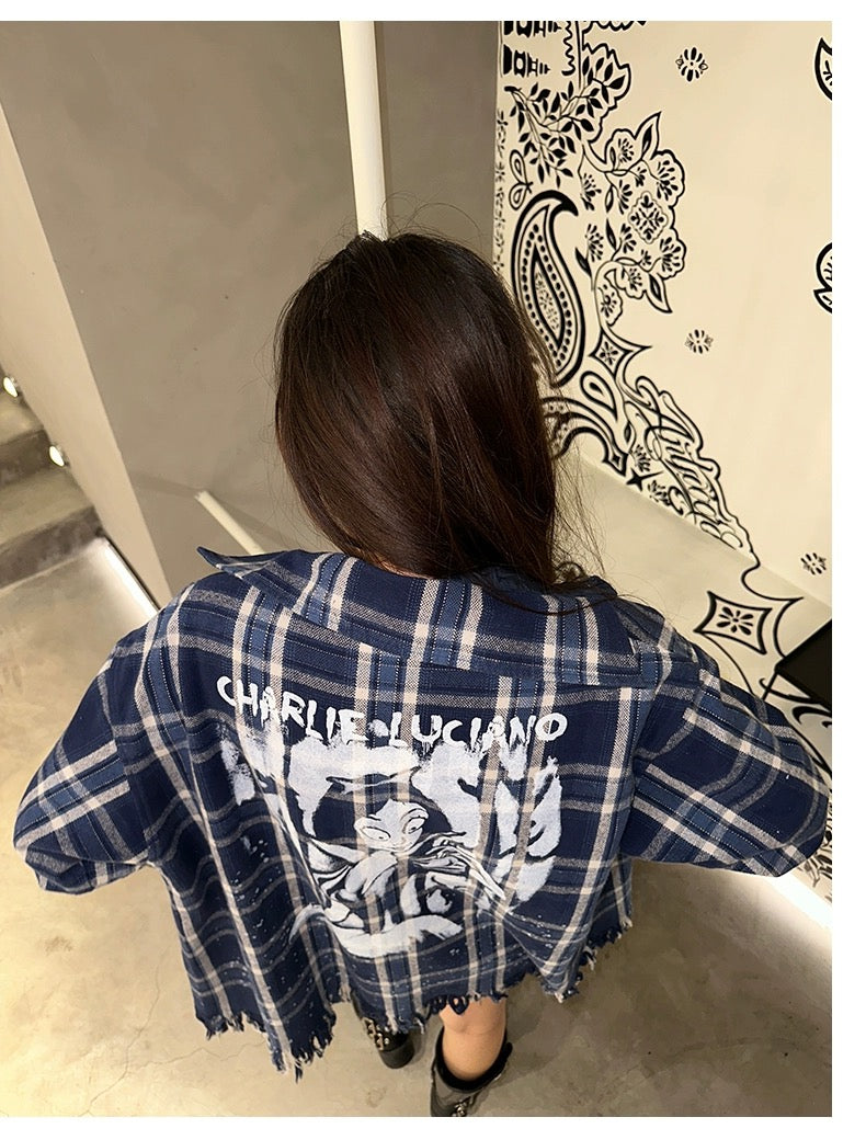 Charlie Luciano Snow White Print Shirt Blue