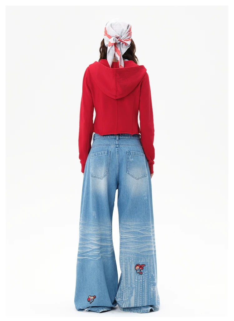 13DE MARZO x Superman Bear City Jeans Blue