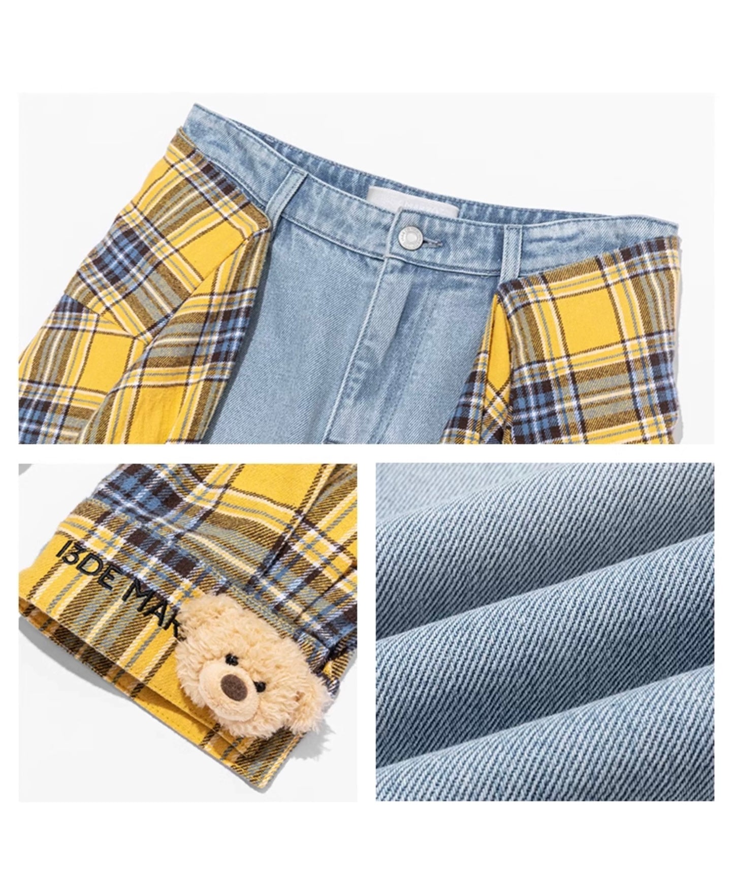 13DE MARZO Detachable Shirt And Washed Flare Jeans Set Blue