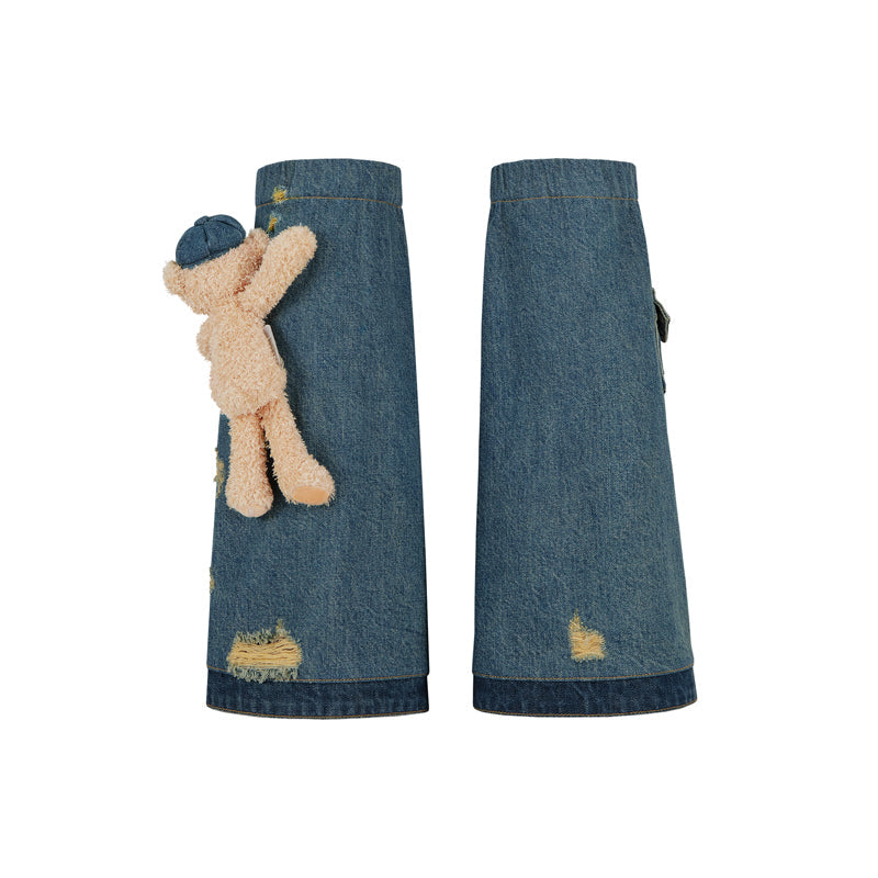 13DE MARZO Double-layer Denim Leg Warmers Blue