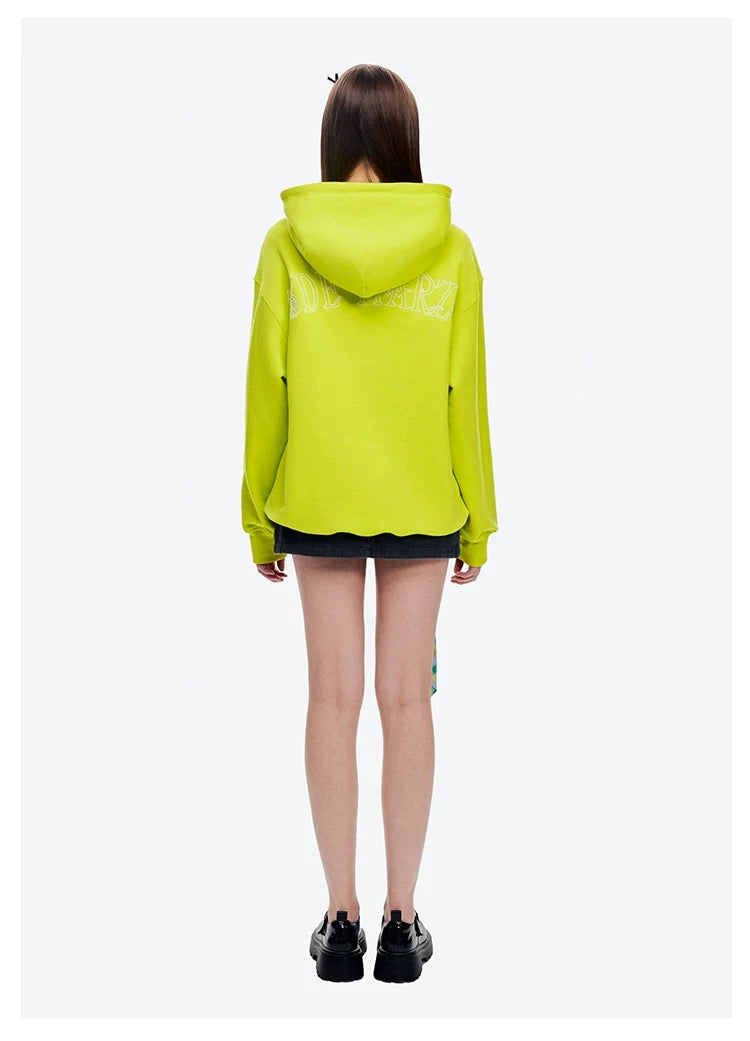 13DE MARZO Doozoo Pocket Bear Hoodie Neon Green