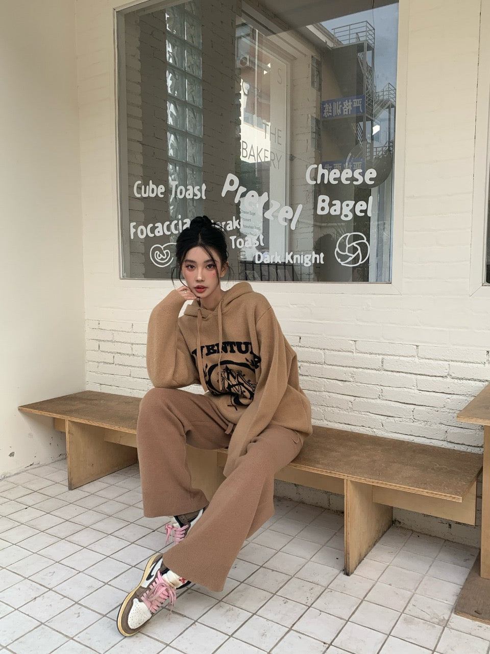 Andrea Martin Vintage Logo Wool Hoodie Khaki