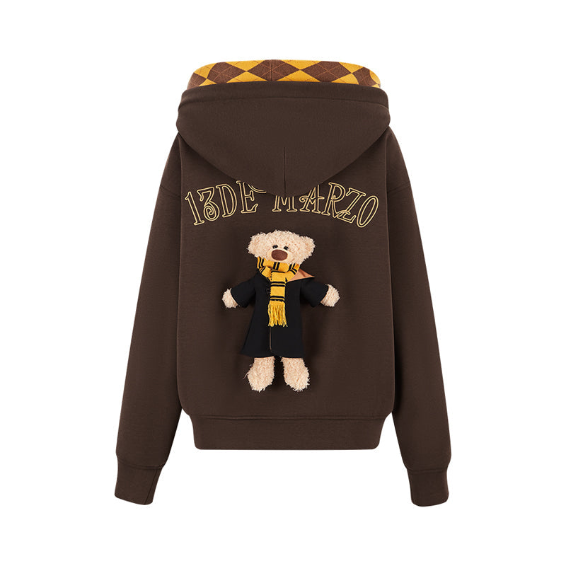 Harry Potter × 13DE MARZO Hogwarts Four Houses Bear Zipper Hoodie Hufflepuff Yellow