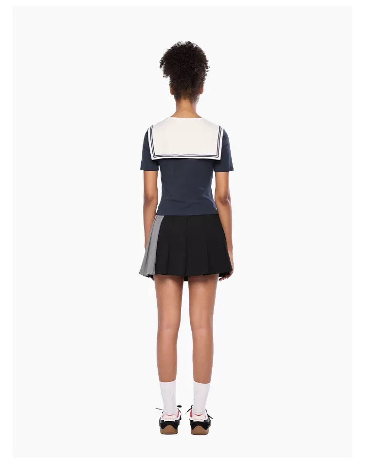 Ann Andelman Navy Blue Contrast Slim Fit T-shirt