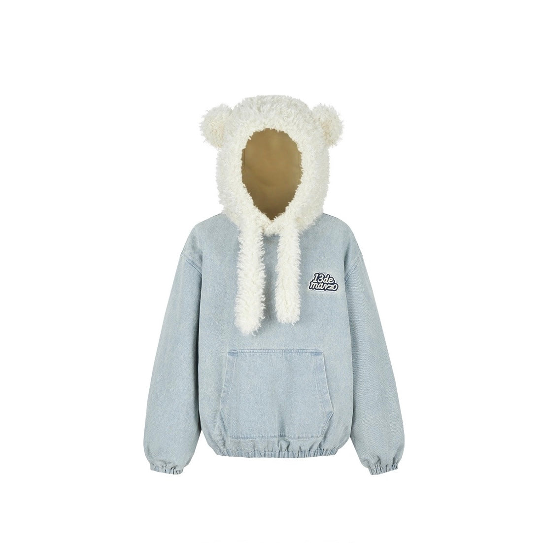 13DE MARZO Bear Set Padded Hoodie Blue