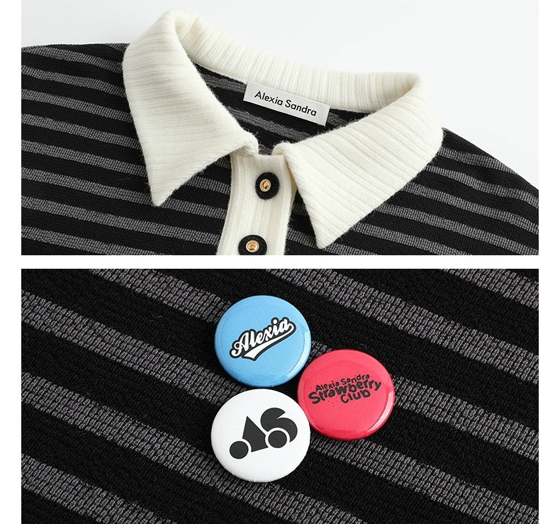 Alexia Sandra Badge Stripe Polo Shirt