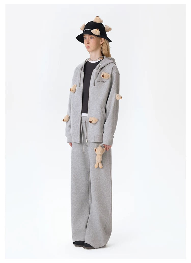 13DE MARZO Doozoo Full Zipper Hoodie Grey