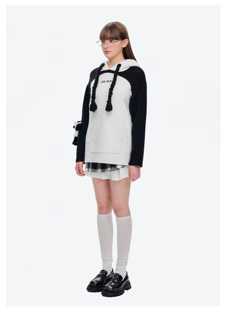 13DE MARZO Panda Bear Hoodie White