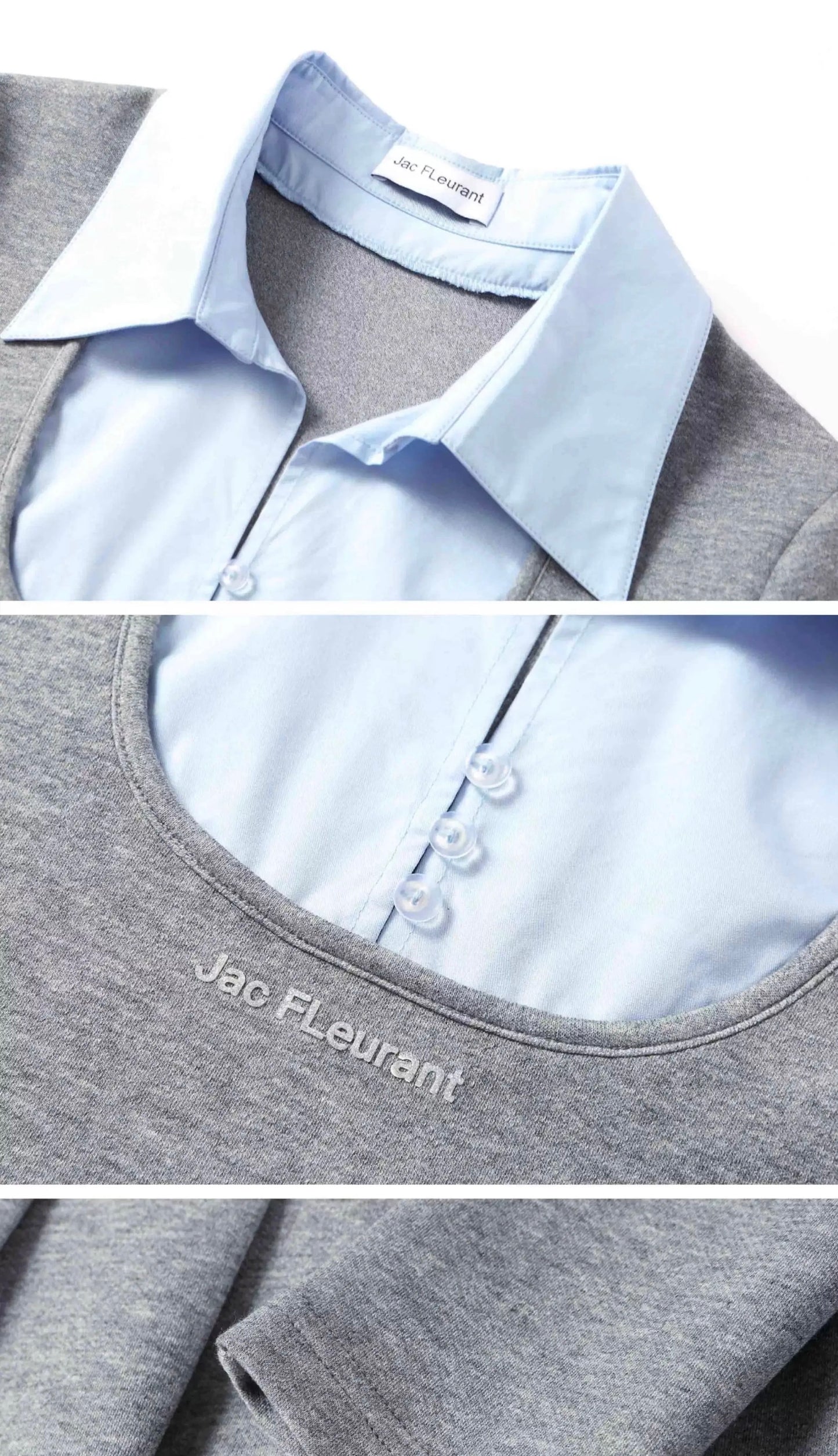 Jac Fleurant Two-in-One Shirt Collar Dress Grey