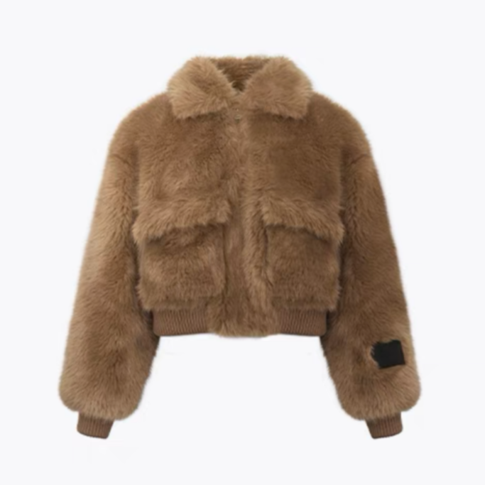 Ann Andelman Retro Fur Short Coat Coffee – Fixxshop