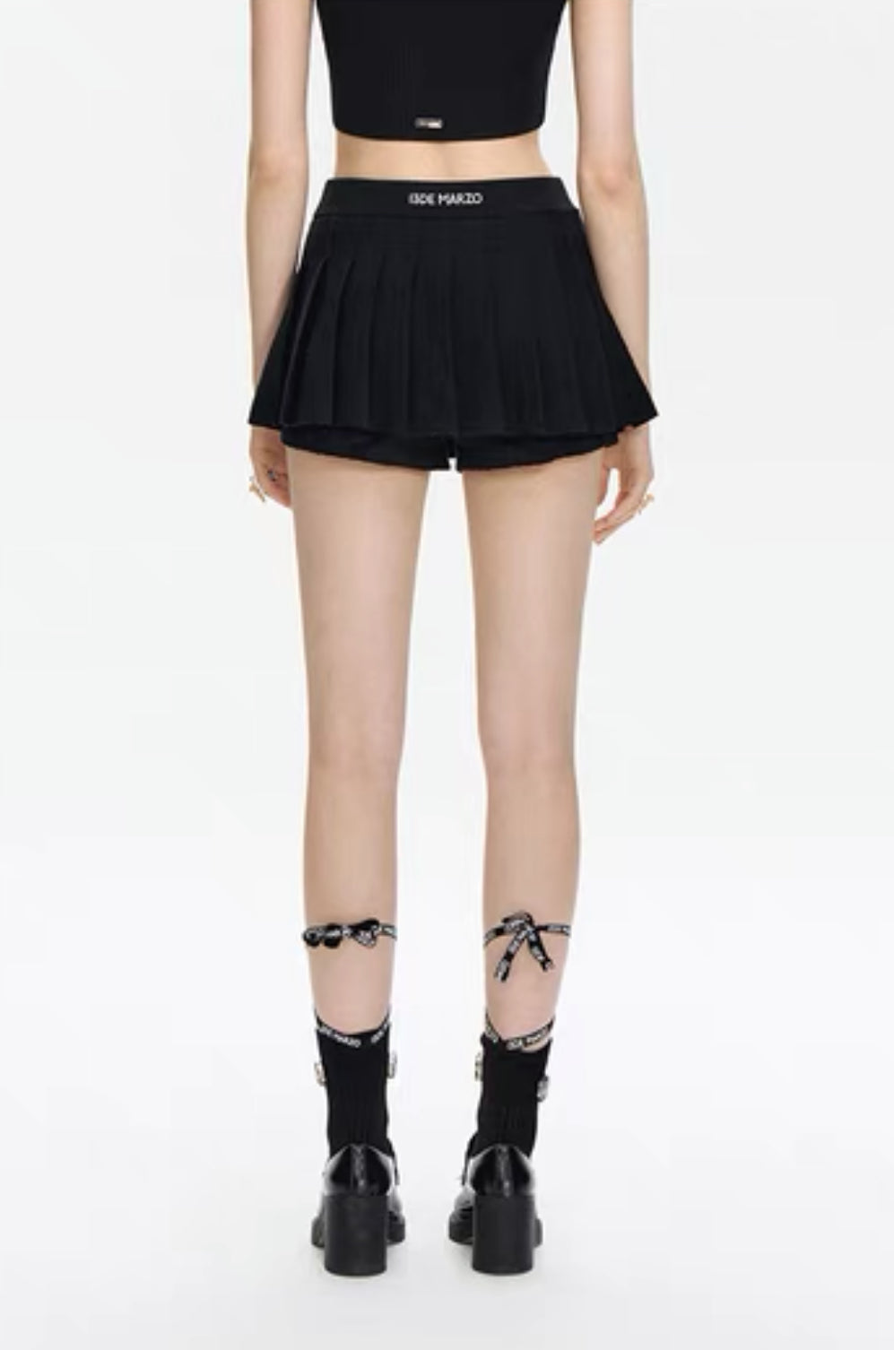 13DE MARZO Badge Punk Knit Skirt Black