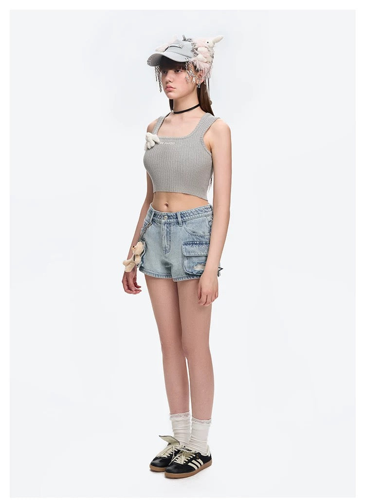 13DE MARZO Chains Fuzzy Ear Flap Cap Grey