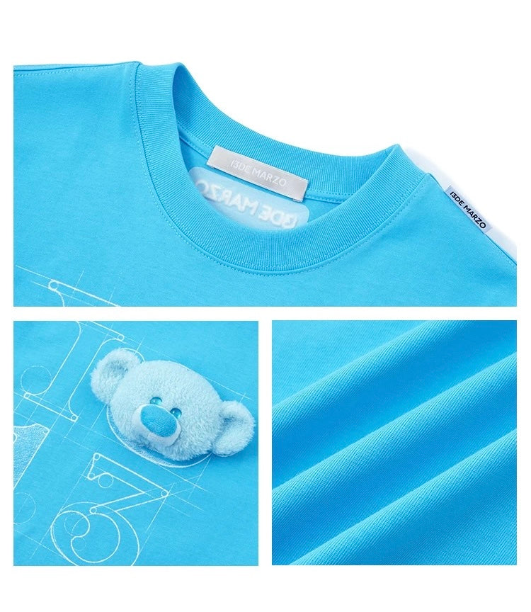 13DE MARZO Doozoo 3-D Bear Cropped Top Blue
