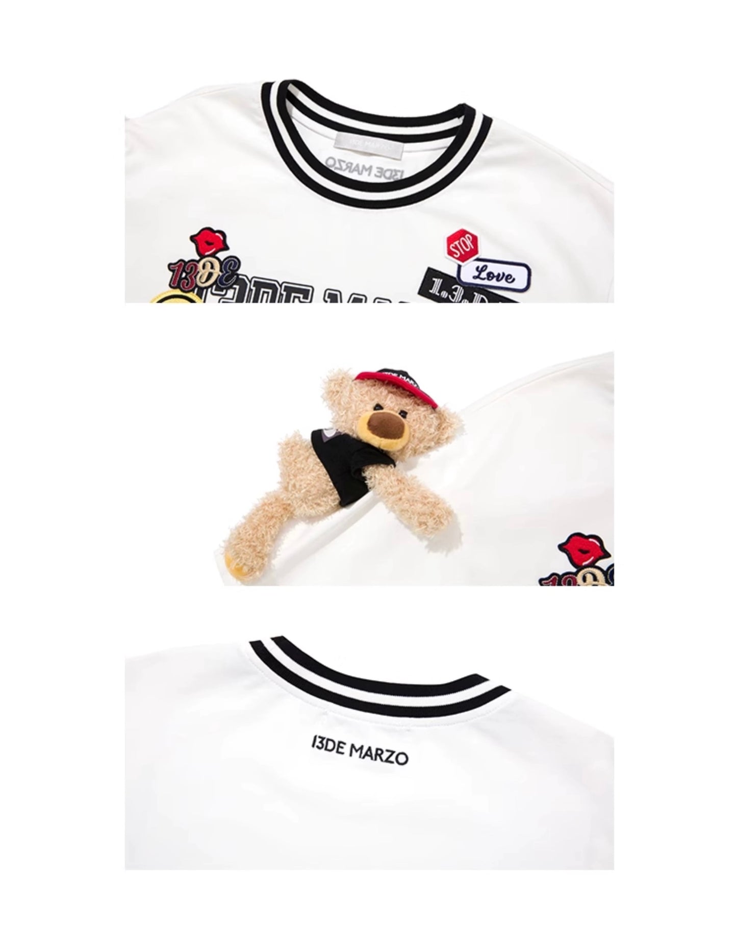 13DE MARZO Badge Knit Neck T-shirt