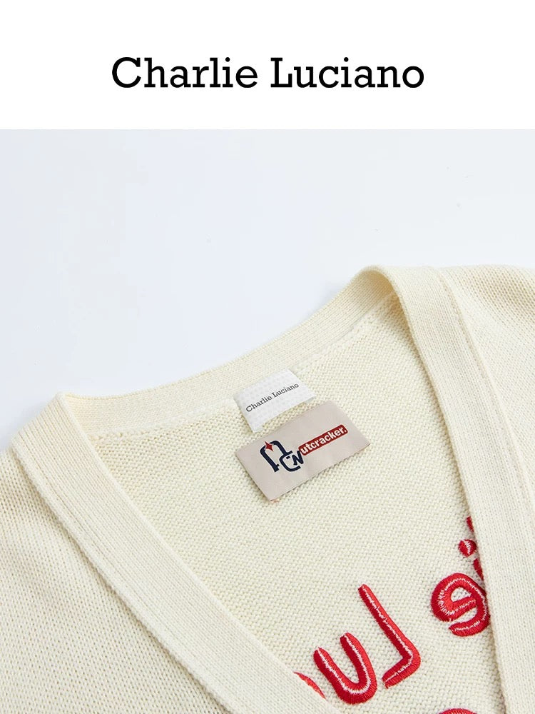 Charlie Luciano x Nutcracker Logo Back Cardigan White