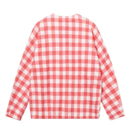 ✦FX✦ Retro Cutie Puppy Red Grid Casual Cardigan