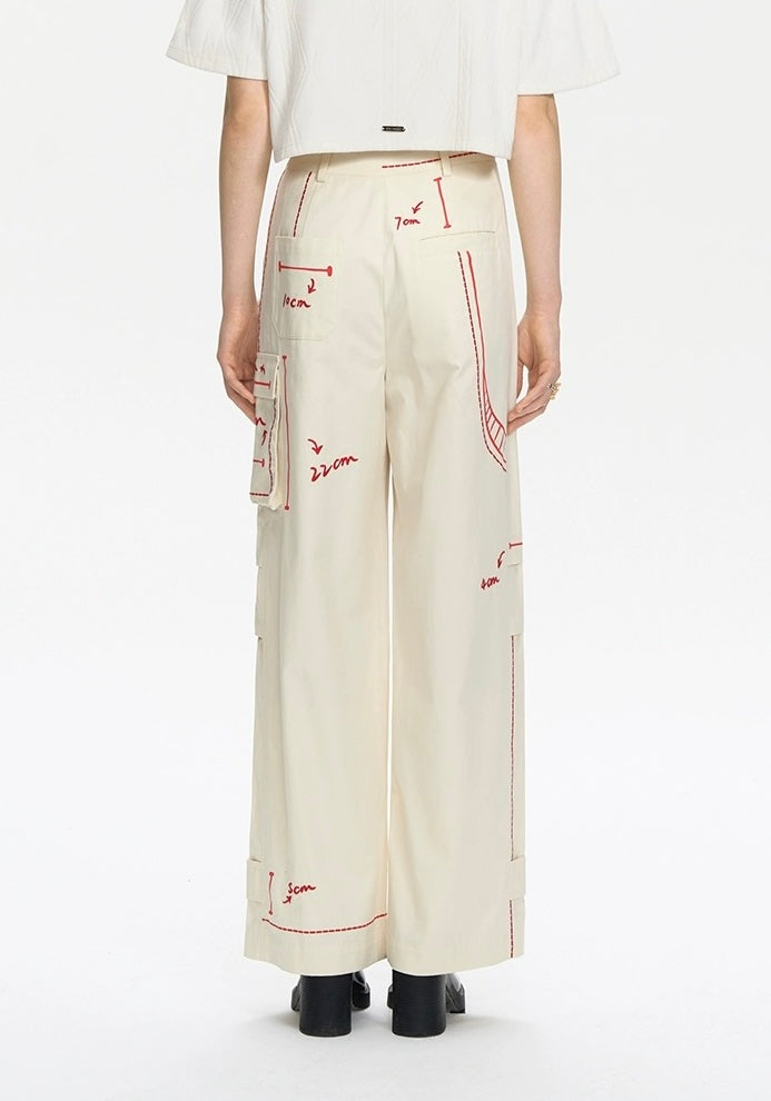 13DE MARZO Sketch Line Trousers White