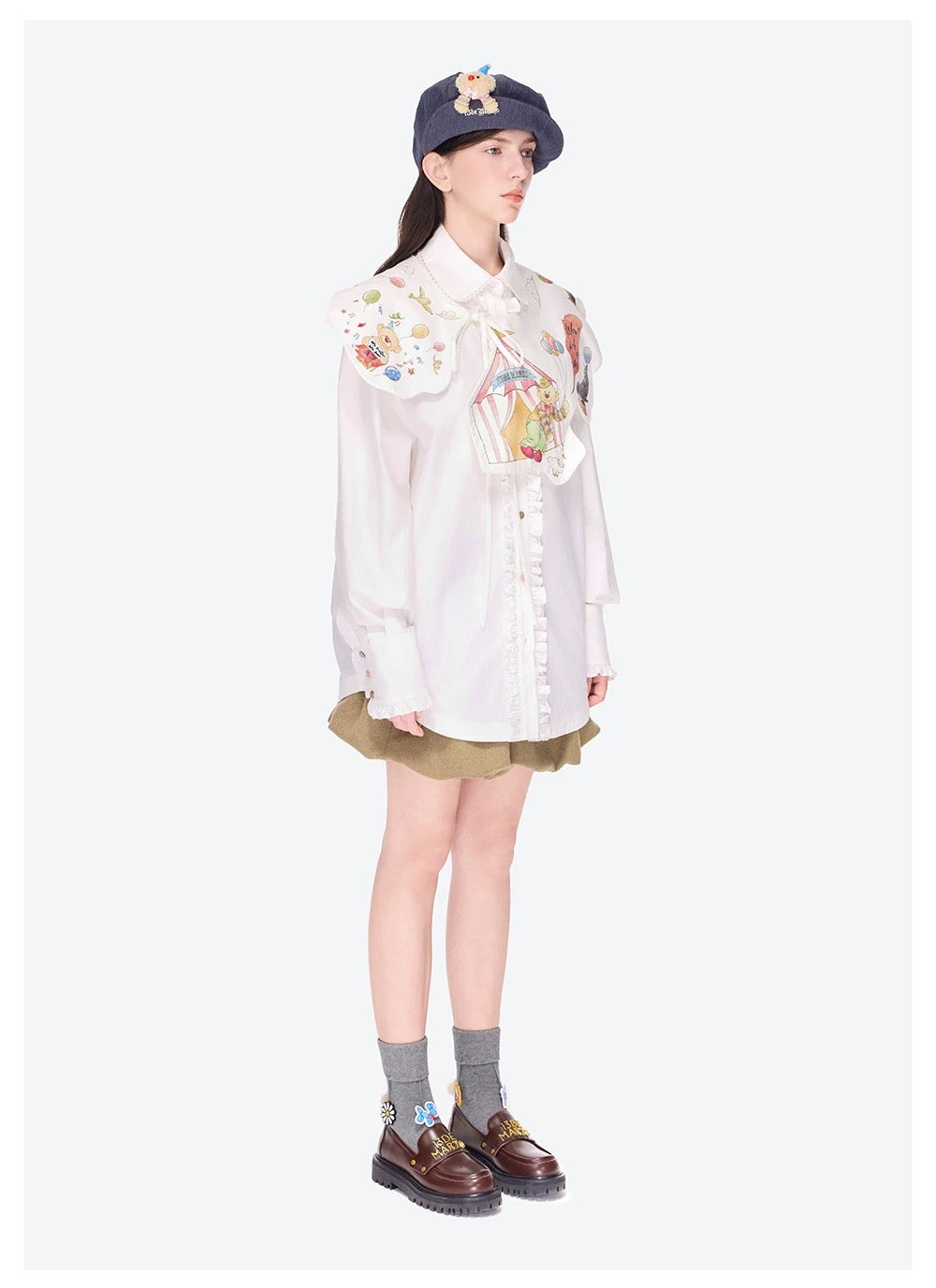 13DE MARZO Vintage Artist Octagonal Hat Dark Grey