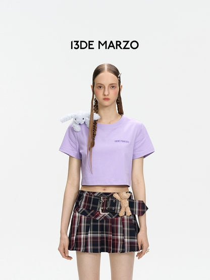 13DE MARZO Doozoo Shoulder Short Top Purple
