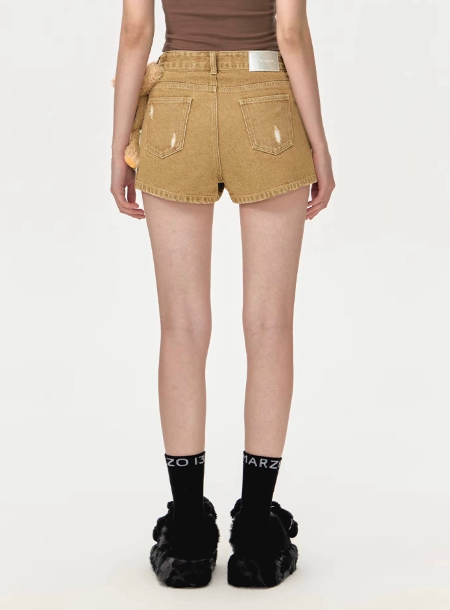 13DE MARZO Retro Logo Chain Shorts Khaki