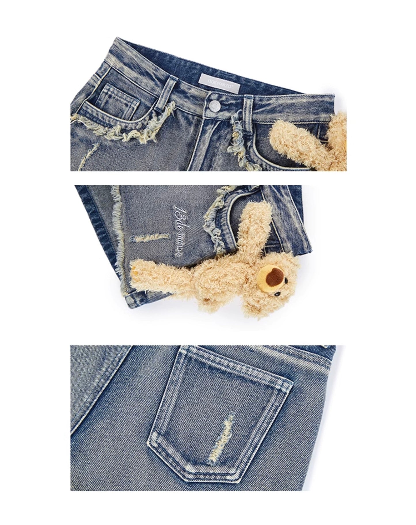 13DE MARZO Retro Logo Chain Shorts Denim Blue