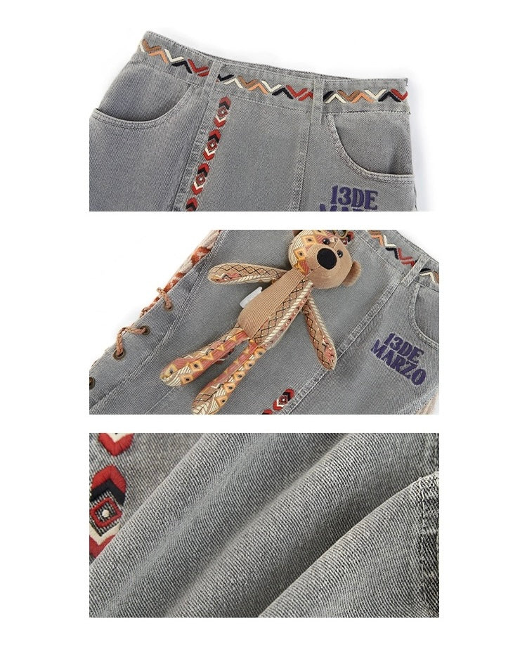 13DE MARZO Tribe Hunting Totem Dress Gray