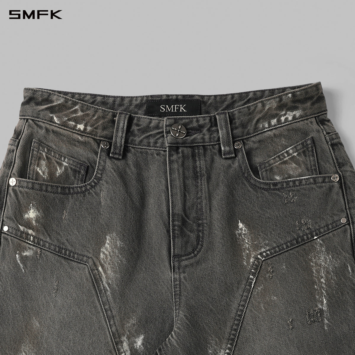 SMFK Compass Mirage Flared Denim Pants Cotton/W Storm Grey