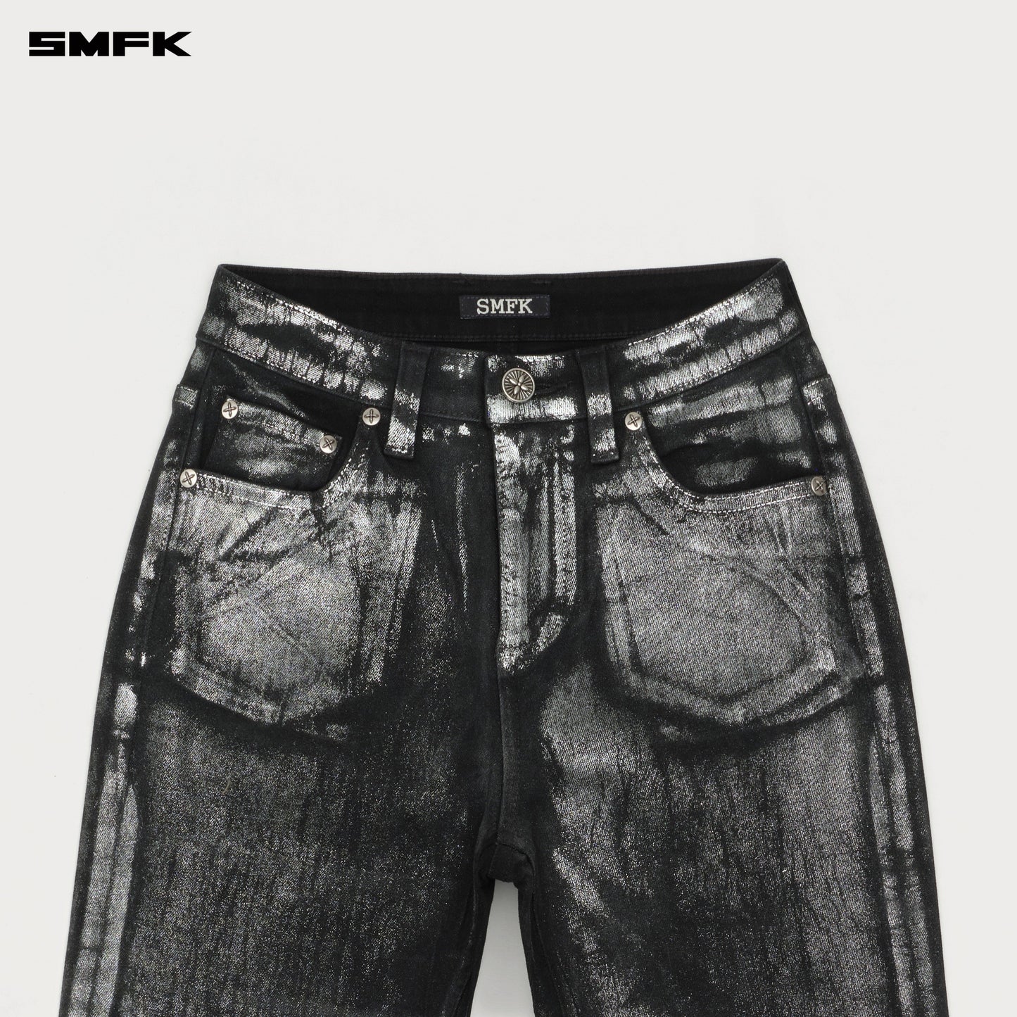 SMFK FUTURE Interstellar Phantom Glitter Flared Jeans Silver
