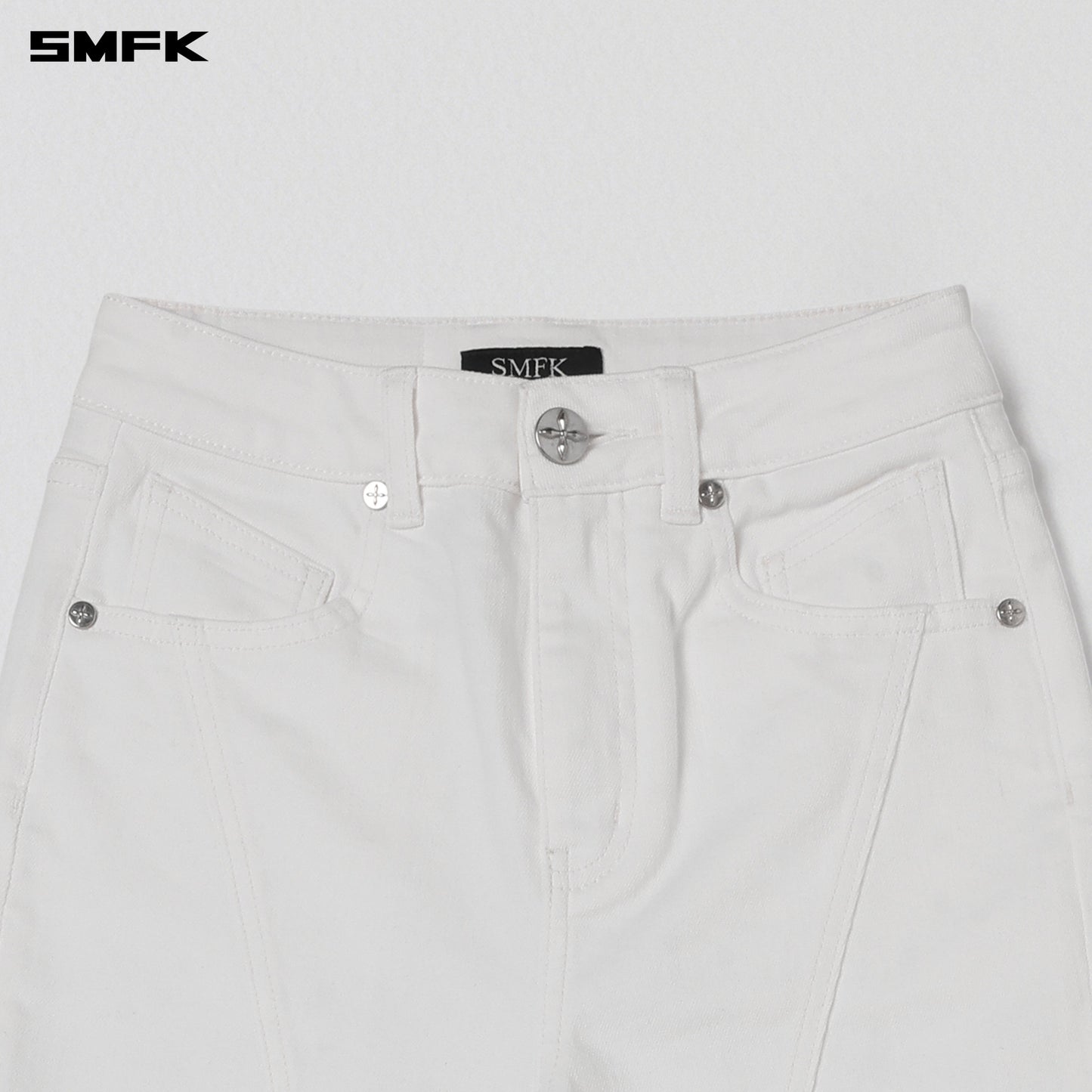 SMFK Wild Mirage Fishtail Denim Pants Cotton Cloud White